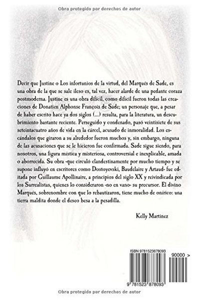 Contraportada de Justine o los infortunios de la virtud