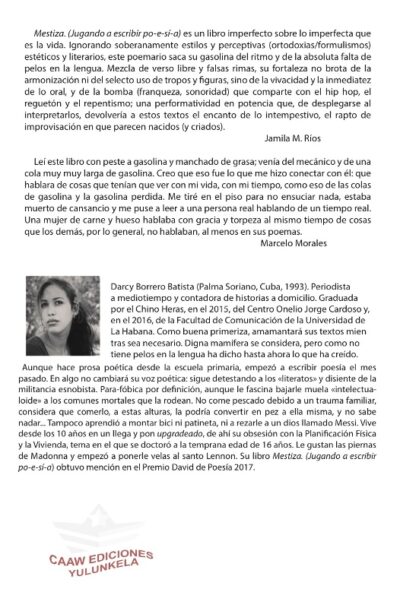 Contraportada: Mestiza